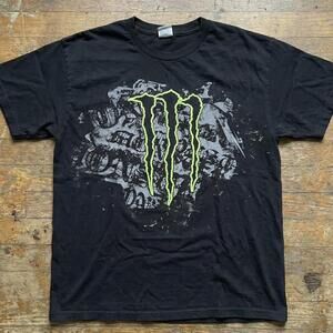 Black And Green Monster Energy Cotton T Shirt